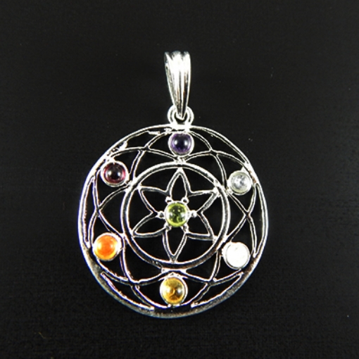 7 Chakra Stone Metal Pendant