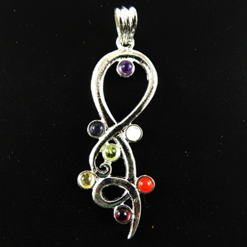 7 Chakra Stone Metal Pendant