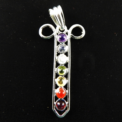 7 Chakra Metal Stone Pendant