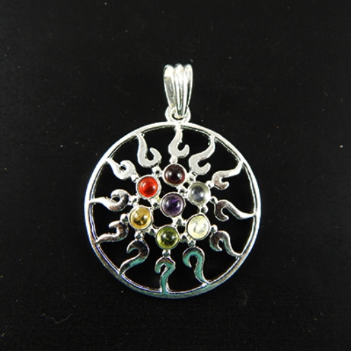 7 Chakra Stone Metal Pendant