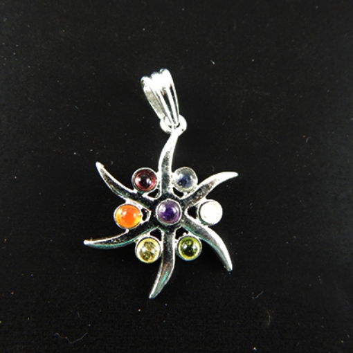 7 Chakra Stone Metal Pendant