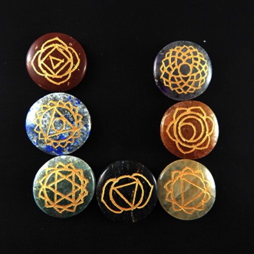 7 Chakra Stone with 7 Chakra sign set