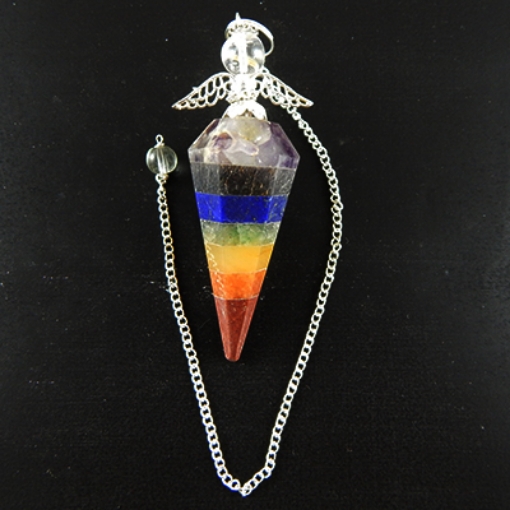 7 Chakra Stone with Metal Chain Pendulam