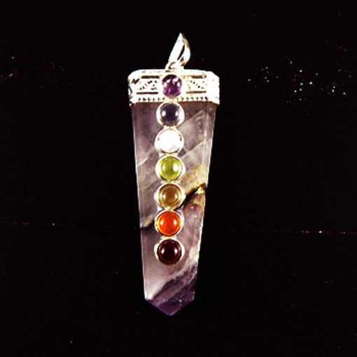 Amethyst 7 Chakra Stone Pendant