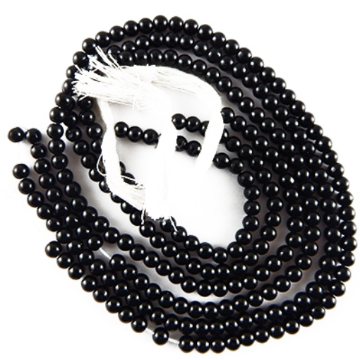 Black Stone 4mm round  mala beads