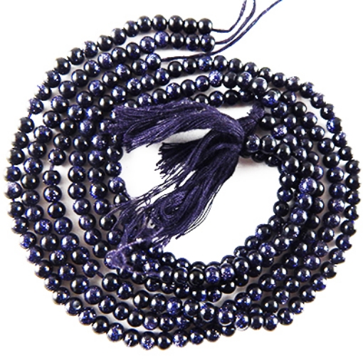 Blue Goldstone 4mm round mala beads