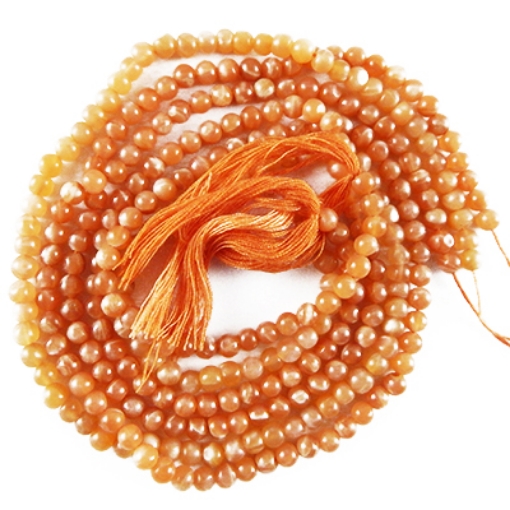 Peach Moonstone 4mm round mala beads