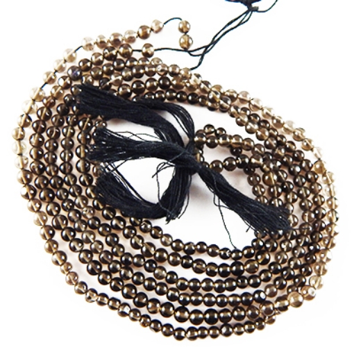 Smoky Quartz 4mm round mala beads