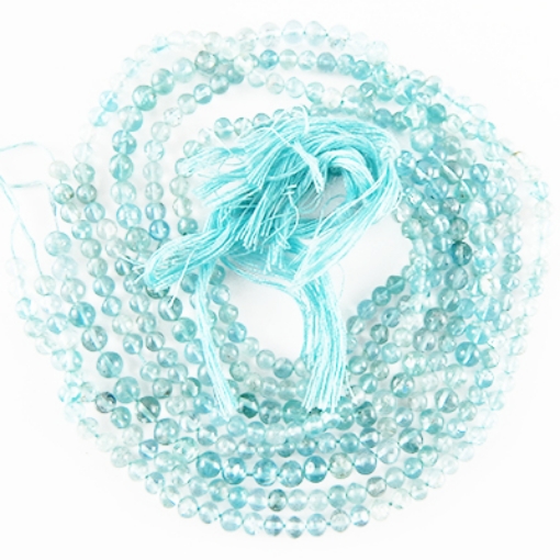 Aquamarine 4mm round  mala beads