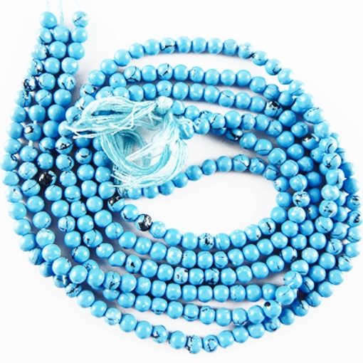 Turquoise (manmade) 4mm round mala beads