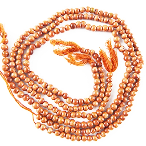 Goldstone 4mm round mala beads