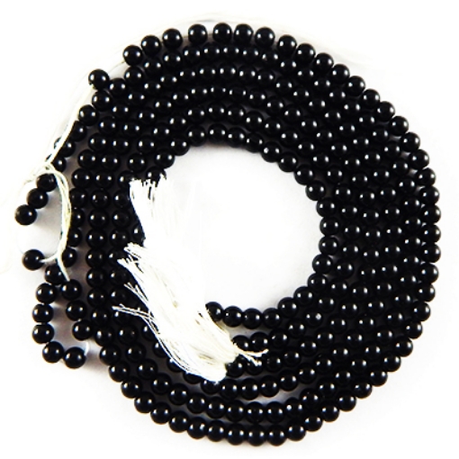 Black Onyx 4mm round  mala beads