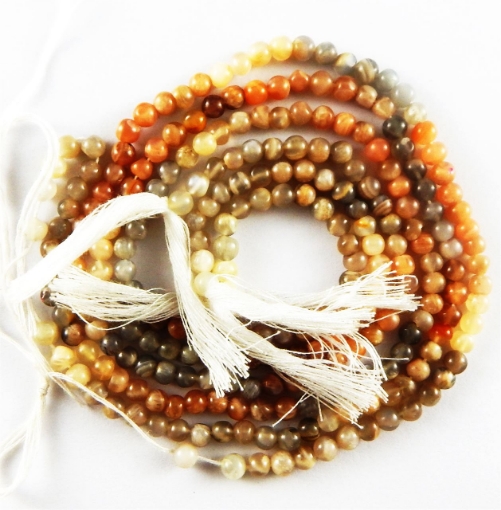 Multi Moonstone 4mm round mala beads