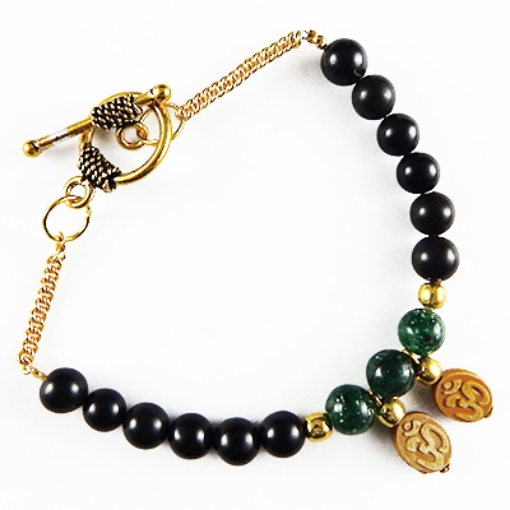 Black Agate  Green Aventurine Bracelet