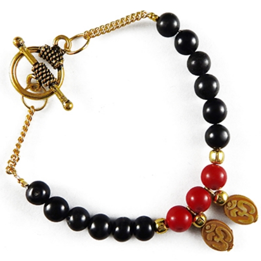 Black Agate  Red Jasper Bracelet