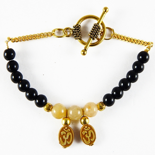 Black Agate  Yellow Aventurine Bracelet