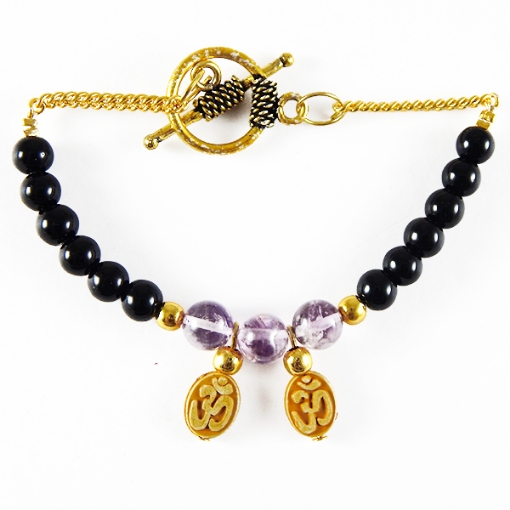 Black Agate Amethyst Bracelet Bracelet