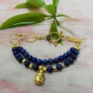 Lapis Lazuli 6mm round Gold Chain Bracelet