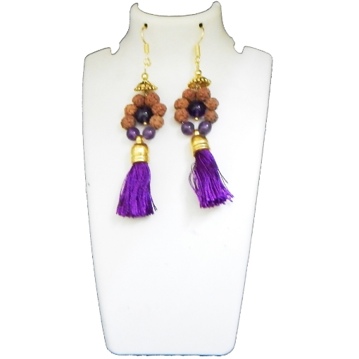 Rudraksha & Stone Beads Earring