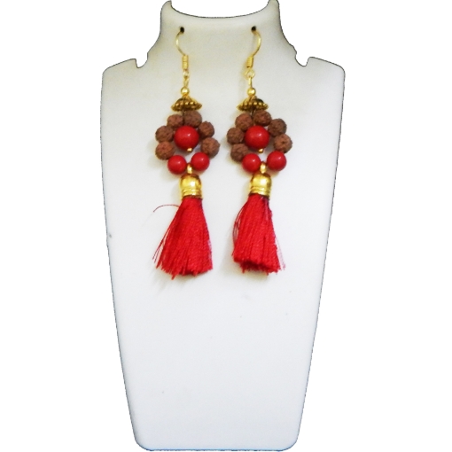 Rudraksha & Stone Beads Earring