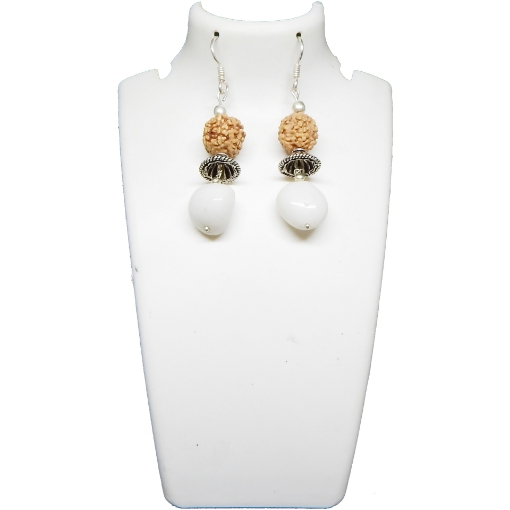 Rudraksha & Stone Tumble Earring