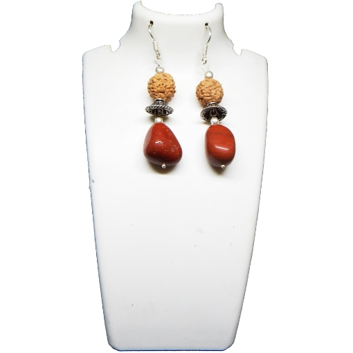 Rudraksha & Stone Tumble Earring