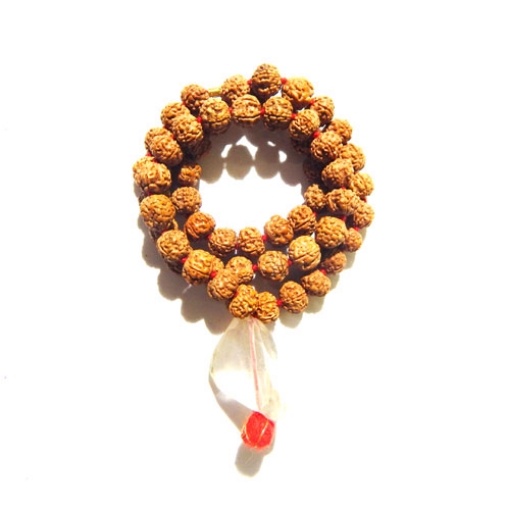 5 Face Rudraksha Mala with Crystal Pendant