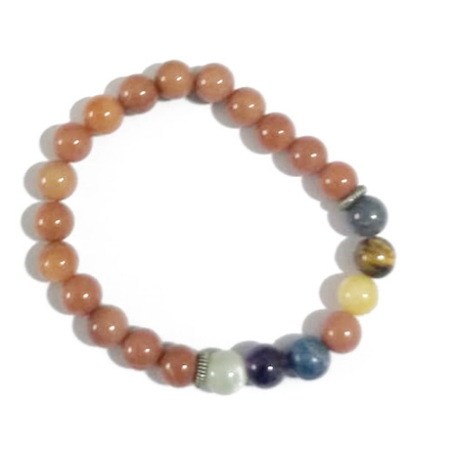 Peach Moonstone 7 Chakra Bracelet