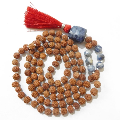 Rudraksha Mala with Sodalite Pendant