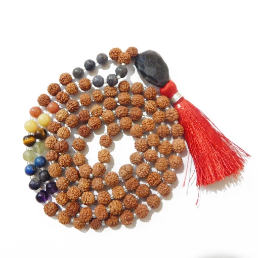 Rudraksha Mala with Sodalite Pendant