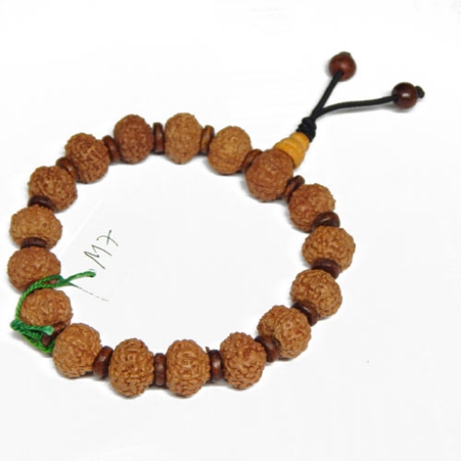 Picture of Siebengesichtiges indonesisches Rudraksha Perlenarmband mit hölzernen Abstandsperlen