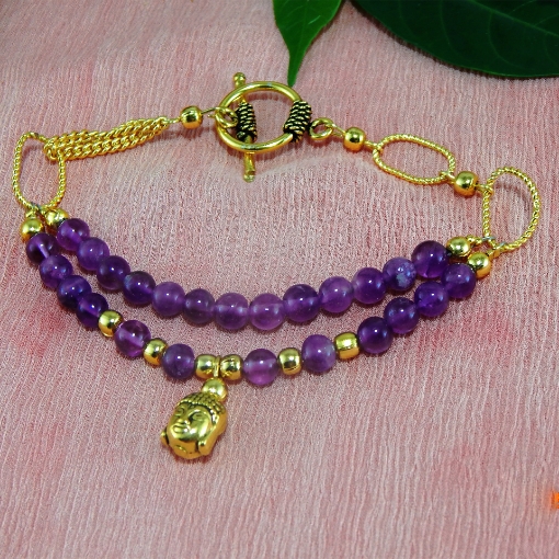 Picture of Gemstone Amethyst Bracelet 6mm round