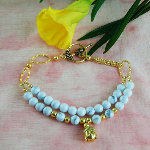 Picture of Gemstone Howlite Bracelet 6mm round