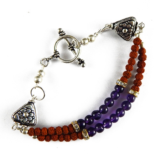 Picture of Amethyst & Rudraksha Beads Bracelet