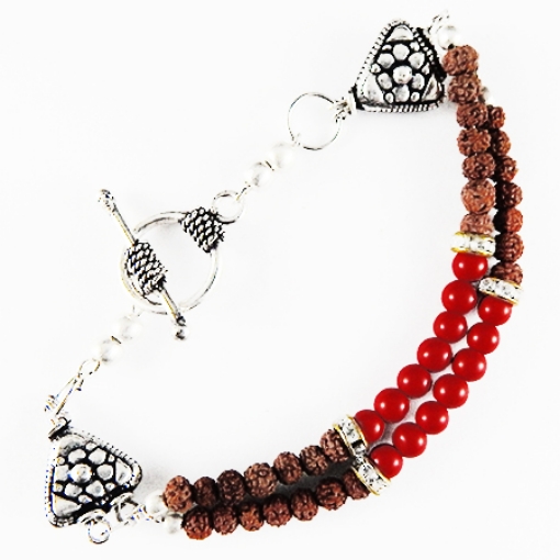 Picture of Coral & Rudraksha Beads Bracelet