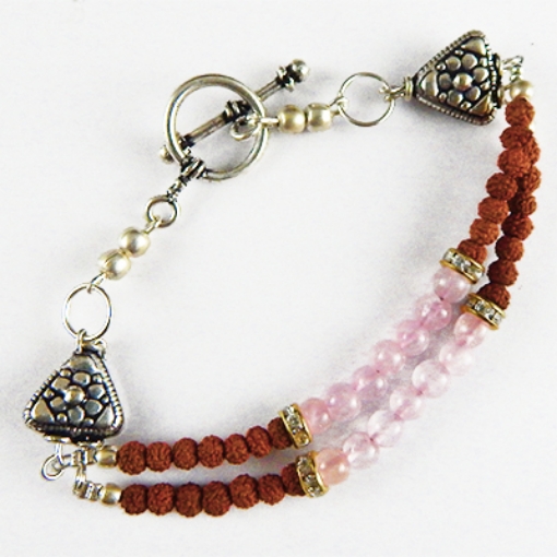 Picture of RoseQuartz & Rudraksha Beads Bracelet