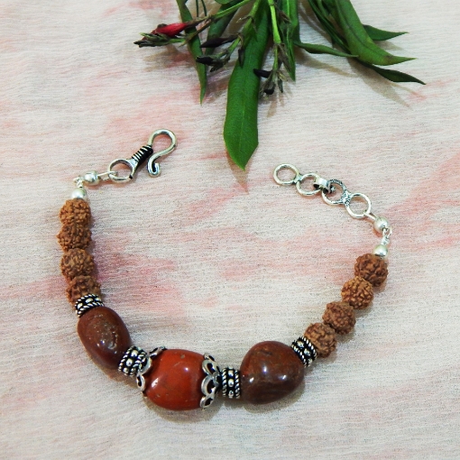 Picture of Red Jasper & Rudraksha Beads Bracelet