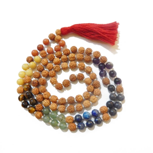 Picture of 7 Chakra Rudraksha Mala mit 7 Chakra Edelsteinperlen