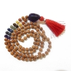 Picture of 7 Chakra Rudraksha Mala mit Amethyst dunkel facettiert Tumble Anhänger & 7 Chakra Edelsteinperlen