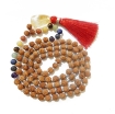 Picture of 7 Chakra Rudraksha Mala mit facettiertem Citrin-Trommelanhänger und 7 Chakra-Edelsteinperlen