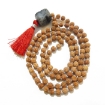 Picture of Rudraksha Mala mit facettiertem schwarzem Rutil-Trommelanhänger