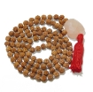 Picture of Rudraksha Mala mit facettiertem Rosenquarz-Trommelanhänger