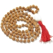 Picture of Rudraksha Mala mit facettiertem weißem Achat-Trommelanhänger