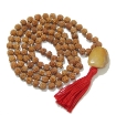 Picture of Rudraksha Mala mit facettiertem Trommelanhänger aus gelbem Aventurin